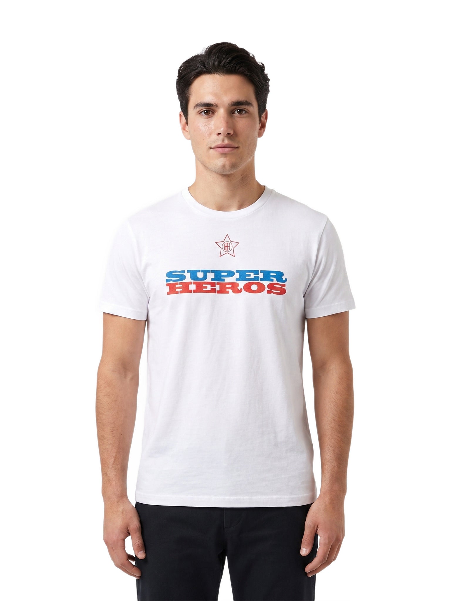 T-Shirt  Super Héros homme — Blanc — porté