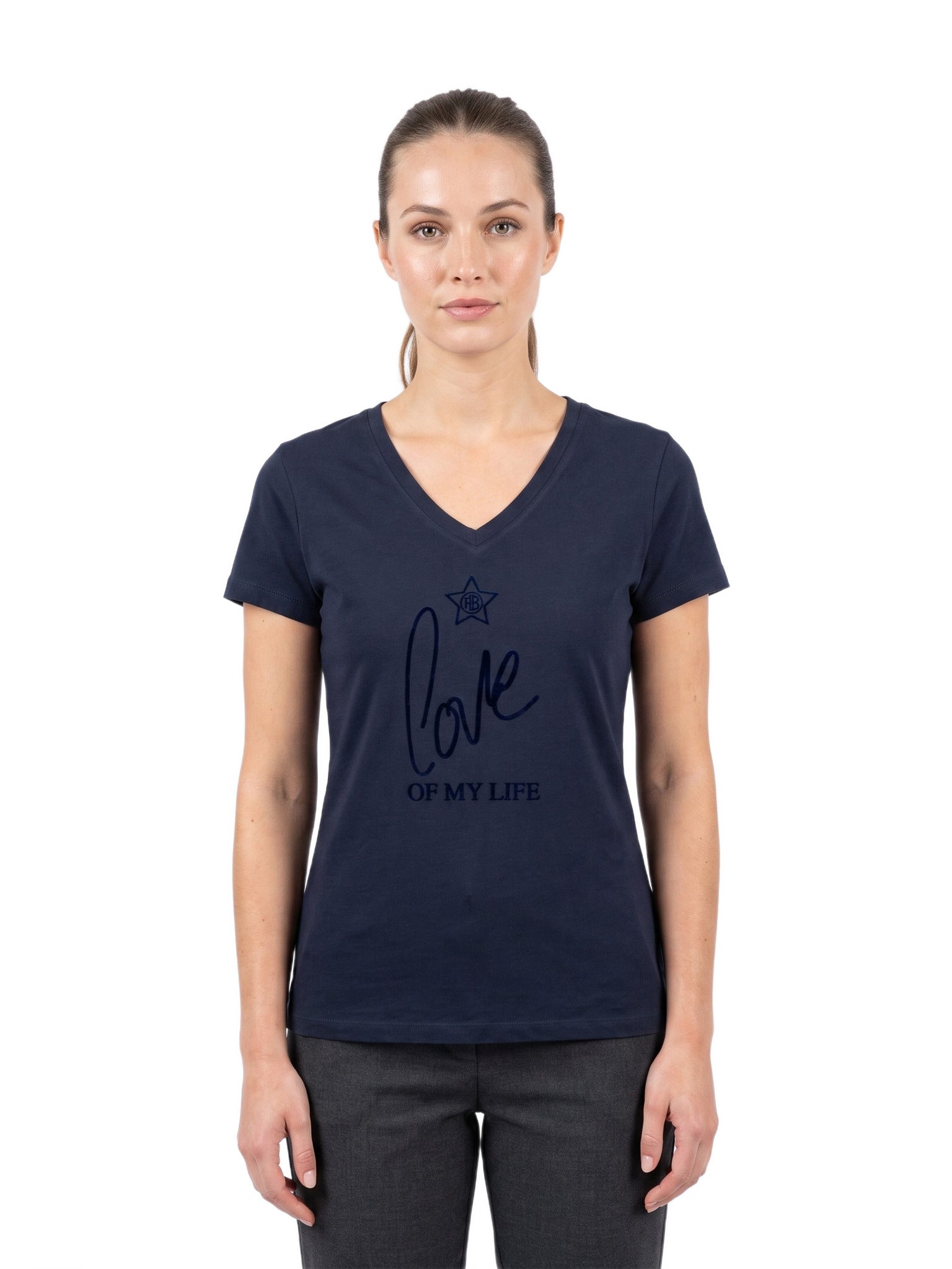 T- Shirt Love of my life femme — Marine — porté