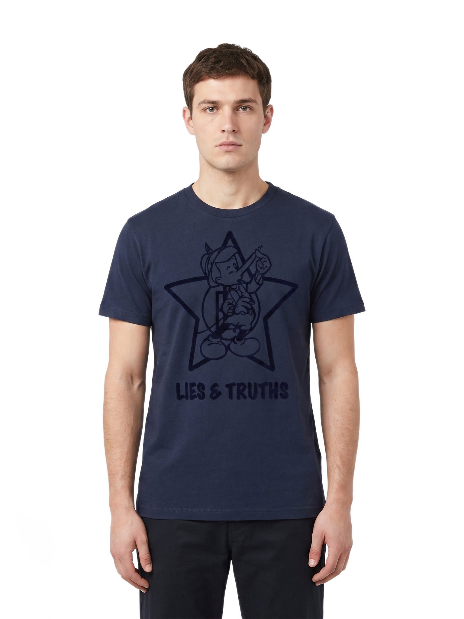 T-Shirt Lies & Truths homme — Marine — porté