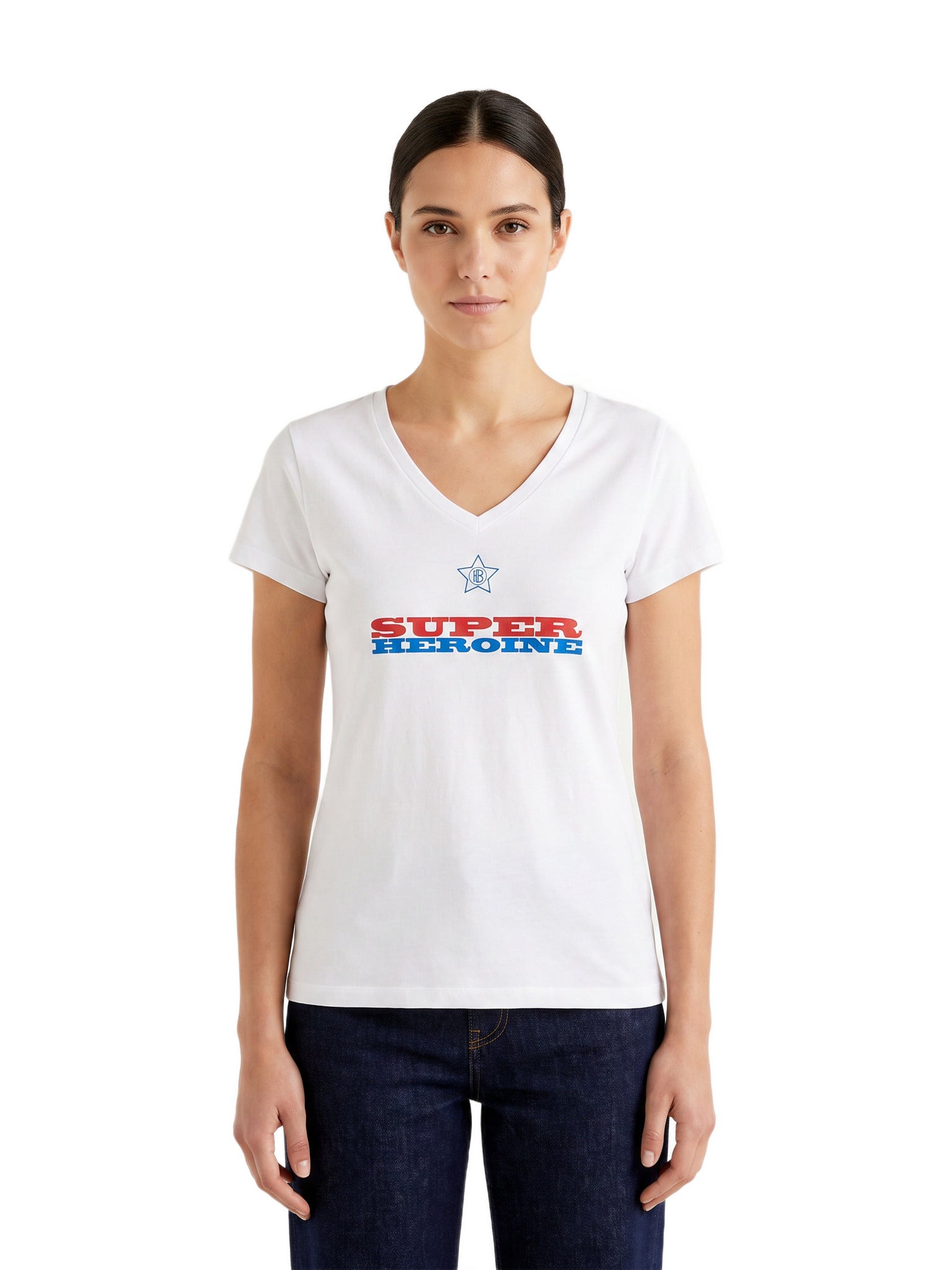T-Shirt Super Heroïne femme — Blanc — porté
