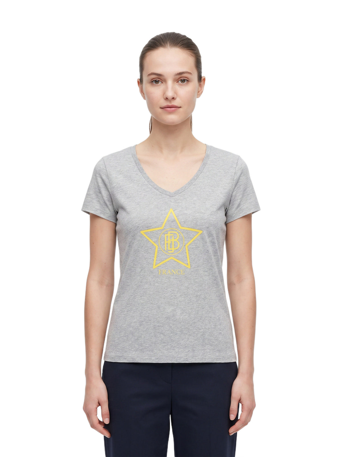 T-Shirt FBI femme — Jaune — porté